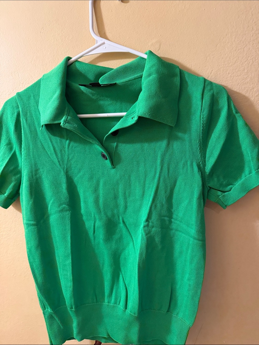 Zara Vibrant Green Polo Knit Top